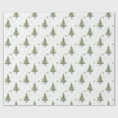 Watercolor Christmas Tree & Snowflake Pattern Geschenkpapier (Flach)