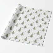 Watercolor Christmas Tree & Snowflake Pattern Geschenkpapier (Ungerollt)