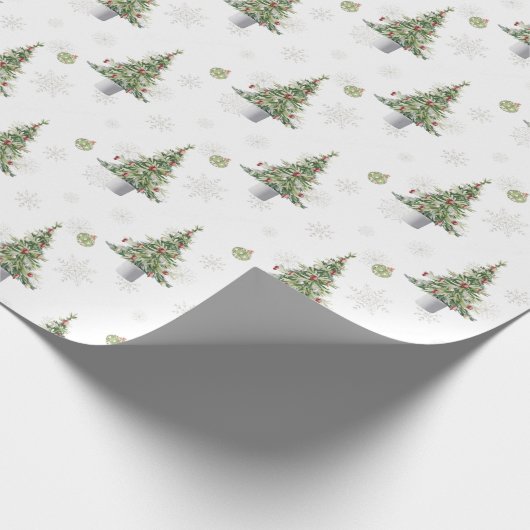 Watercolor Christmas Tree & Snowflake Pattern  Geschenkpapier (Ecke)