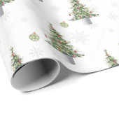 Watercolor Christmas Tree & Snowflake Pattern Geschenkpapier (Rolleneckpunkt)