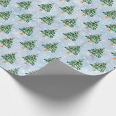 Watercolor Christmas Tree Snowflakes Winter Geschenkpapier (Ecke)