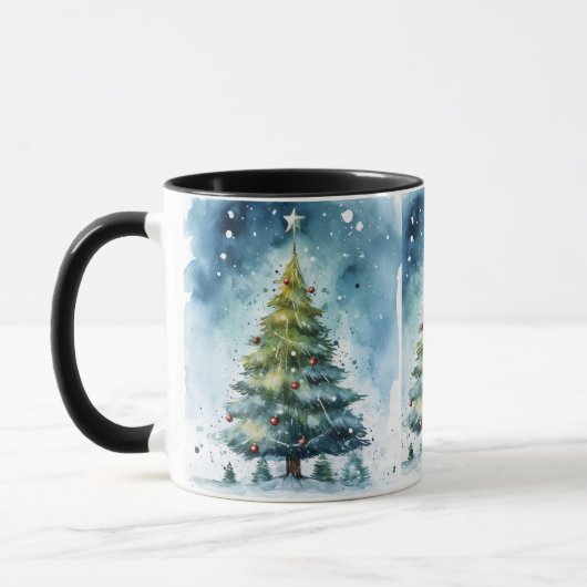 Watercolor Christmas Tree Winter Wonderland Holida Tasse (Links)