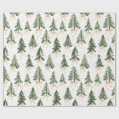 Watercolor Christmas Tree Wrapping Paper Geschenkpapier (Flach)