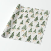 Watercolor Christmas Tree Wrapping Paper Geschenkpapier (Ungerollt)