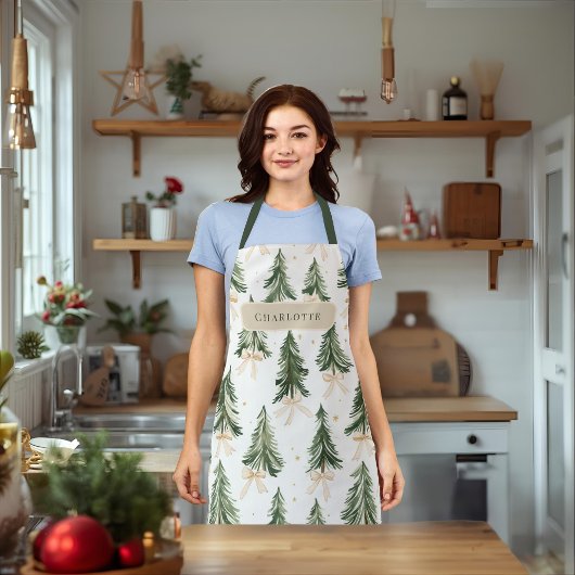 Watercolor Christmas Tree Wrapping Paper Schürze