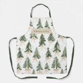 Watercolor Christmas Tree Wrapping Paper Schürze (Vorderseite)