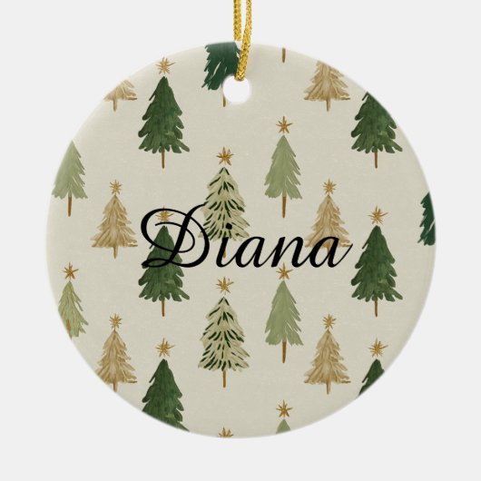 Watercolor Christmas Trees Personalized Ornament (Vorne)