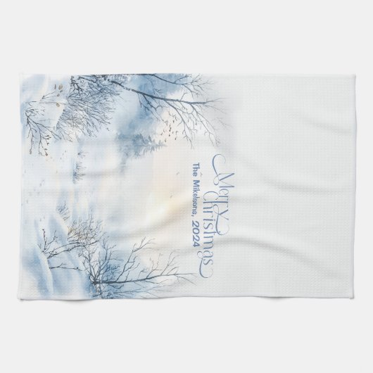 Watercolor Christmas Winter Wonderland Geschirrtuch (Horizontal)