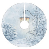 Watercolor Christmas Winter Wonderland Polyester Weihnachtsbaumdecke (Vorderseite)