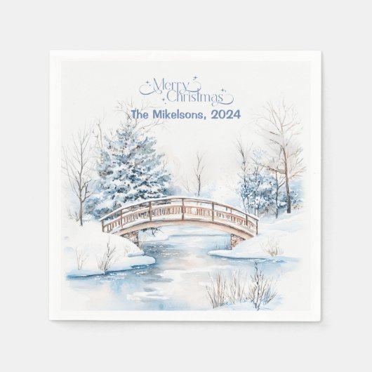 Watercolor Christmas Winter Wonderland Serviette (Vorderseite)