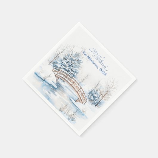 Watercolor Christmas Winter Wonderland Serviette (Ecke)