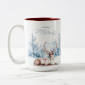 Watercolor Christmas Winter Wonderland Zweifarbige Tasse (Links)