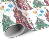 Watercolor Christmas Wonderland Pattern Geschenkpapier (Rolleneckpunkt)