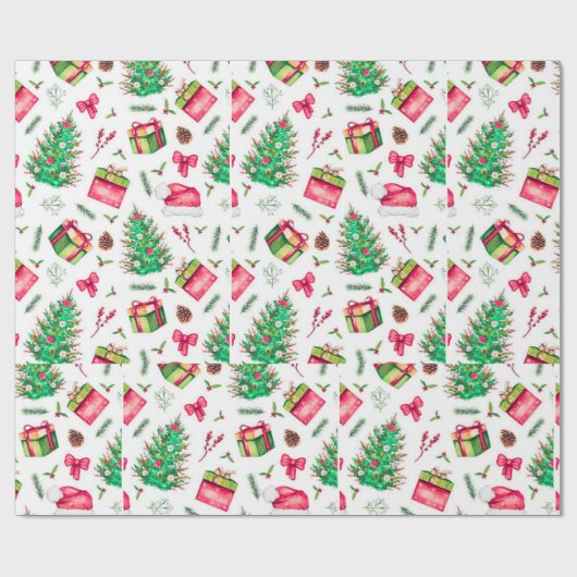 Watercolor Christmas Wrapping Paper Geschenkpapier (Flach)