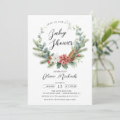 Watercolor Christmas Wreath Baby Shower Einladung (Stehend Vorderseite)