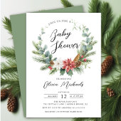 Watercolor Christmas Wreath Baby Shower Einladung