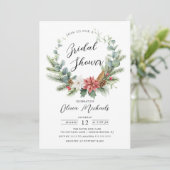 Watercolor Christmas Wreath Bridal Shower Einladung (Stehend Vorderseite)