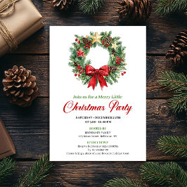 Watercolor Christmas Wreath Holiday Party Card Einladung