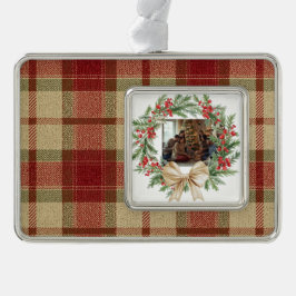 Watercolor Christmas Wreath Ornament | Elegant Rahmen-Ornament Silber