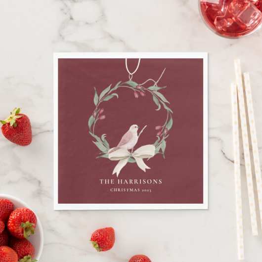 Watercolor Christmas Wreath Personalized Serviette (Beispiel)