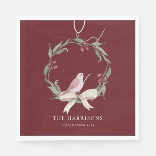 Watercolor Christmas Wreath Personalized Serviette (Vorderseite)