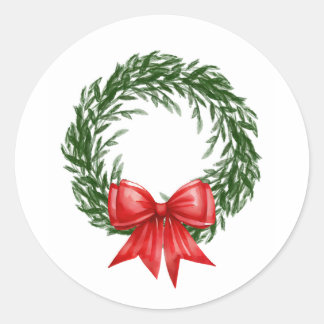Watercolor Christmas Wreath Stickers