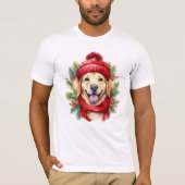 Watercolor Christmas Yellow Labrador Dog T-Shirt (Vorderseite)