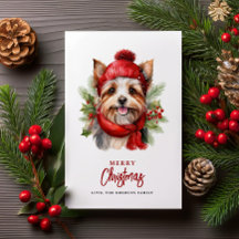 Watercolor Christmas Yorkie Dog