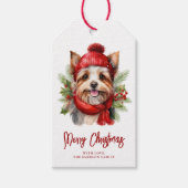 Watercolor Christmas Yorkie Dog Geschenkanhänger (Vorderseite)
