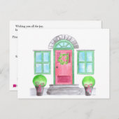 Watercolor Christmas Zuhause Postkarte (Vorne/Hinten)