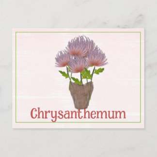 Watercolor Chrysanthemum Flower November Birthday Postkarte