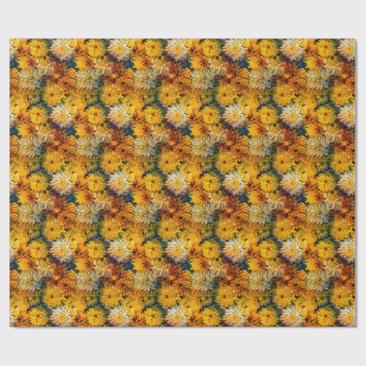 Watercolor Chrysanthemums Wrapping Paper Roll Geschenkpapier (Flach)