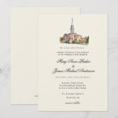 Watercolor Church Traditional Wedding Einladung (Vorne/Hinten)