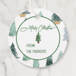 Watercolor Circle Holiday Tree Favor Tags Geschenkanhänger