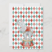 Watercolor Circus Elephant First Birthday Einladung (Rückseite)
