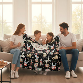 Watercolor Circus Tent Elephants Lions Family Fleecedecke