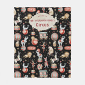 Watercolor Circus Tent Elephants Lions Family Fleecedecke (Vorderseite)