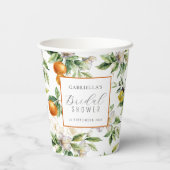 Watercolor Citrus Blossom Botanical Bridal Shower Pappbecher (Rückseite)