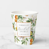 Watercolor Citrus Blossom Botanical Bridal Shower Pappbecher (Vorderseite)