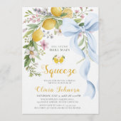 Watercolor Citrus Blue Bow Summer Bridal Shower  Einladung (Vorderseite)