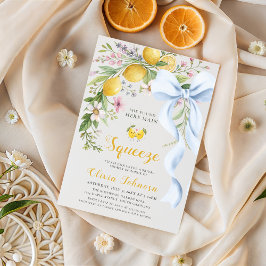 Watercolor Citrus Blue Bow Summer Bridal Shower  Einladung