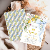 Watercolor Citrus Blue Bow Summer Bridal Shower  Einladung