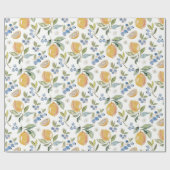 Watercolor Citrus & Blueberry Pattern Geschenkpapier (Flach)