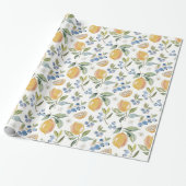 Watercolor Citrus & Blueberry Pattern Geschenkpapier (Ungerollt)