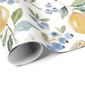 Watercolor Citrus & Blueberry Pattern Geschenkpapier (Rolleneckpunkt)