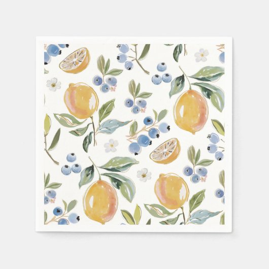 Watercolor Citrus & Blueberry Pattern Serviette (Vorderseite)