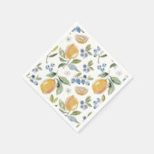 Watercolor Citrus & Blueberry Pattern Serviette (Ecke)