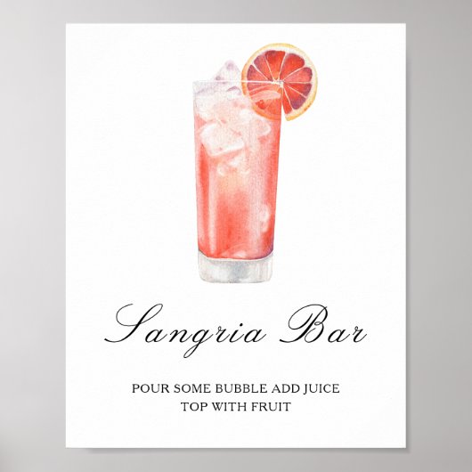 Watercolor citrus cocktail - sangria bar poster (Vorne)