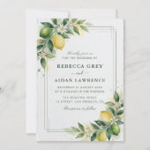 Watercolor Citrus Green Lemon Botanical Wedding Einladung (Vorderseite)