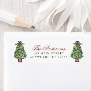 Watercolor Classic Karo-Schleife Weihnachtsbaum